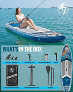 10'6''x33''Inflatable Stand Up Paddle Board, 400lbs Extra Wide Blow Up Paddle Board with Kayak Seat, Premium SUP Accessories Kit & Backpack, Non-Slip Stable Deck Boat for Yoga Fishing Surf