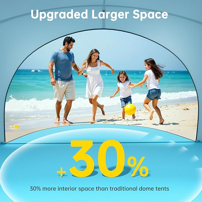 Beach Tent Sun Shelter, Beach Shade Tent with UPF50+ UV Protection, Sun Shelter for 1-4 Person, Beaches Shade with 2 Zippered Doors, Portable Tents for Camping Fishing, Light Blue