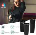 4 Pack Plastic Travel Coffee Mug Set, 20 oz Spill Proof Drinking Cups with Lids, Pobtable to Go Camping Coffee Tumbler Reusable Coffee Mugs with Lids, Dishwasher & Microwave Safe