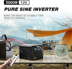 3000 Watt Pure Sine Wave Power Inverter, 12V DC to 110V/120V AC Converter 6000W Peak, with Remote Control LCD, 4 AC Outlets & USB Port & Hardwire Terminal, for Truck RV Boat Camping Solar System EPS