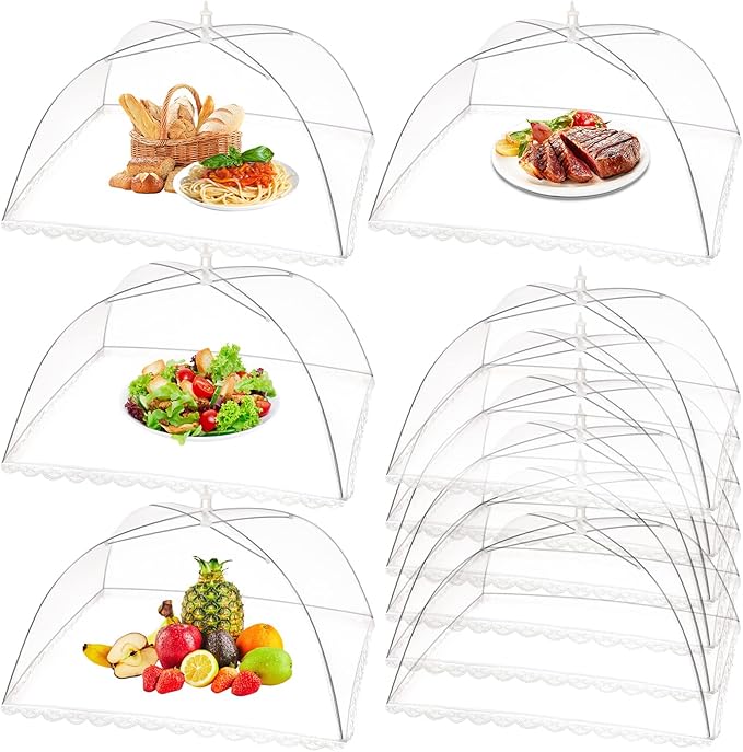 10 Pack Food Cover Tents, Food Covers for Outdoors, Pop-Up Tents, Mesh Tent, Reusable and Collapsible Outdoor Picnic Covers Net, Suit for Parties Picnics, BBQs, Fruit Cover