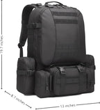 Military Tactical Backpack for Men 60L Waterproof Bug Out Bag Survival Rucksack Go Bag Emergency Molle System Army 3 Day Assault Pack for Hiking Hunting Camping Black