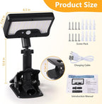 Clip On Solar Lights Outdoor with Motion Sensor, 360°Rotatable & Vertically Adjustable Solar Fence Lights with 92 LEDs (600 LM, 3000 K),IP65 waterproof Security light for deck, Gutter, Camping(4 Pack)