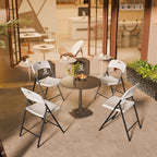 Bonnlo 4-Pack White Plastic Folding Chairs, Portable Seat with Sturdy Steel Frame for Indoor & Outdoor Use, Perfect for Banquet, Party, Wedding, Office, and Camping