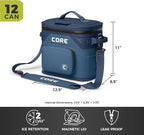 CORE Magnetic Leak Proof Soft Cooler with Waterproof Zipper | Insulated Bag Portable Ice Chest Box | Best Soft Cooler for Food & Beverages for Tailgating, Car Camping, Travel, and Family Beach Picnics