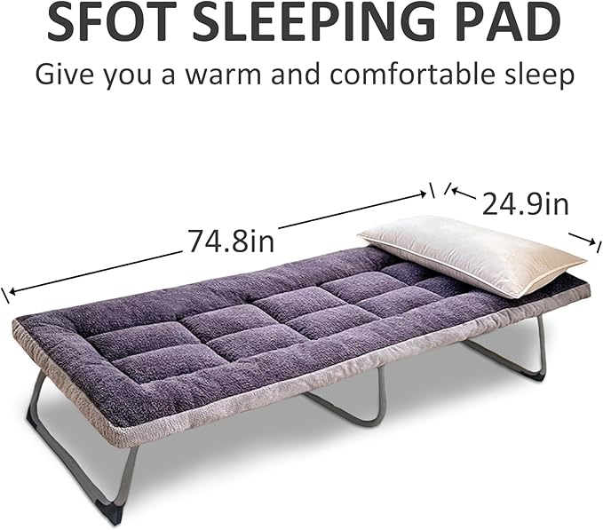 Thick Camping Sleeping Pad - Lamb Fluff Camping Cot Pads for Adult, Soft Sleeping Mat, Non-Slip Camping Mattress Pad for Car Tent