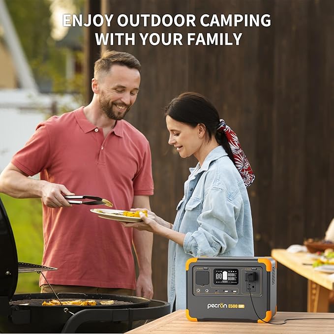 PECRON E500LFP Solar Generator with 100W Solar Panel, 576Wh Portable Power Station, 600W LiFePO4 Battery Backup, Fast Charging Solar Generator for Home Use, RV, Camping, CPAP, Emergencies