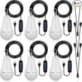 6 Pcs USB Light String LED Portable Light Bulb Rechargeable USB Strip, 6.6 ft Length Cord Camping Lantern with Splitter Cable for Camping Porch Backyard Garage Warehouse Truck Fishing Boat
