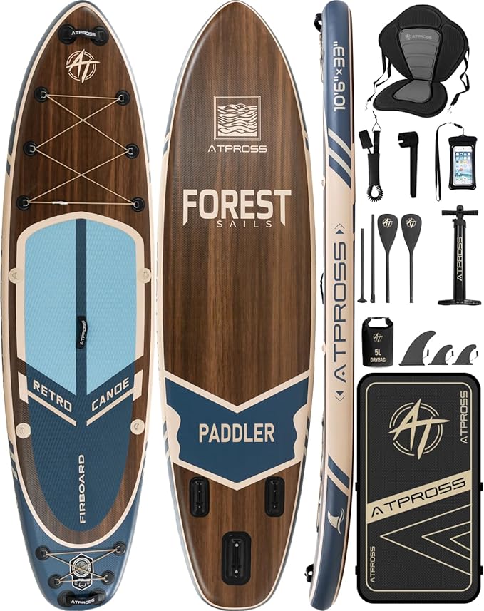 10'6''x33''Inflatable Stand Up Paddle Board, 400lbs Extra Wide Stand Up Paddleboard with Kayak Seat, Anti-Slip EVA Deck Premium SUP Accessories Kit, Non-Slip Stable Deck Boat for Yoga Fishing Surf