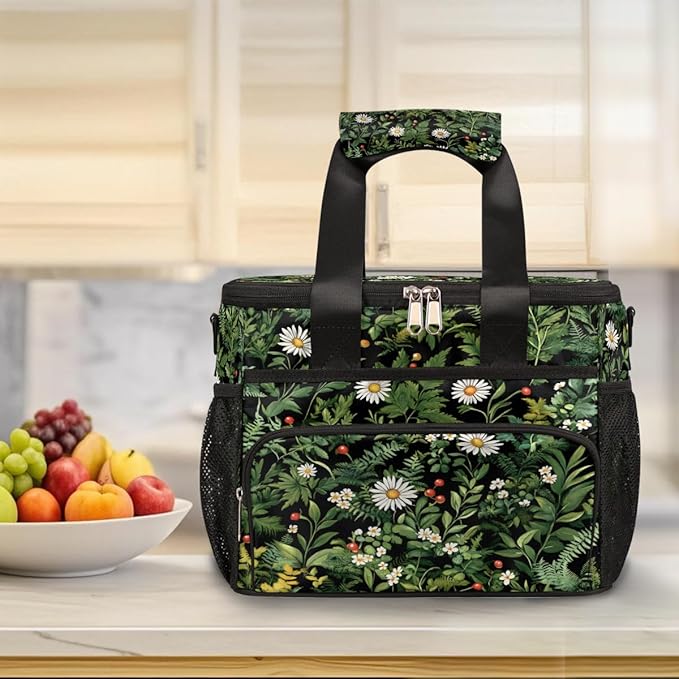 Daisy Wildflowers Floral Soft Cooler Bag Insulated Lunch Box for Men & Women, Large Leakproof Lunch Bag Portable Beach Cooler for Work, Picnic, Road Trips,Fishing, Travel, Camping,A-11