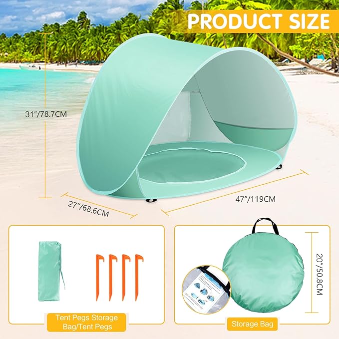 Baby Beach Tent Pop Up Beach Tents Baby Tent for Beach, Portable Shade Pool UV Protection Sun Shelter for Infant