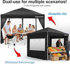 OASISHOME Pop-up Gazebo Instant Portable Canopy Tent 10'x10', with 2 Styles Sidewalls,Netting, Windows, Wheeled Bag, for Patio/Outdoor/Wedding Parties and Events