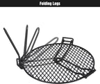 REDCAMP Folding Campfire Grill Grate Top for Solo Stove Bonfire, Portable Iron Campfire Tripod with Steel Grill for Bonfire Fire Pit, Dutch Oven, Open Fire Tripod Grill with Legs, Diameter: 18"
