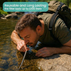 Sursip Portable Water Filter Straw Reusable Stainless Steel Outdoor Emergency Survival Gear for Camping & Hiking Travel Personal Water Purifier Filter Straw(3 Pack)