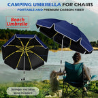 48.8 inch Beach Umbrella with Clamp Sun Shade for Beach Chair, 360°Adjustable UV Protection Golf Umbrella with Clip for Outdoor Stroller Wheelchair Camping Chair（ink blue）