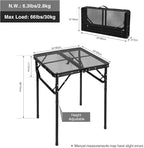 RedSwing Portable Grill Table for Outside, Aluminum Square Folding Grill Stand Table for Outdoor Camping Picnic BBQ, Lightweight Adjustable Height, 24"x24", Black