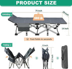 LILYPELLE Folding Camping Cot, Extra Wide Heavy Duty Sleeping Cots with Carry Bag, Double Layer Oxford Portable Travel Camp Cots for Home, Office Nap and Outdoor Beach