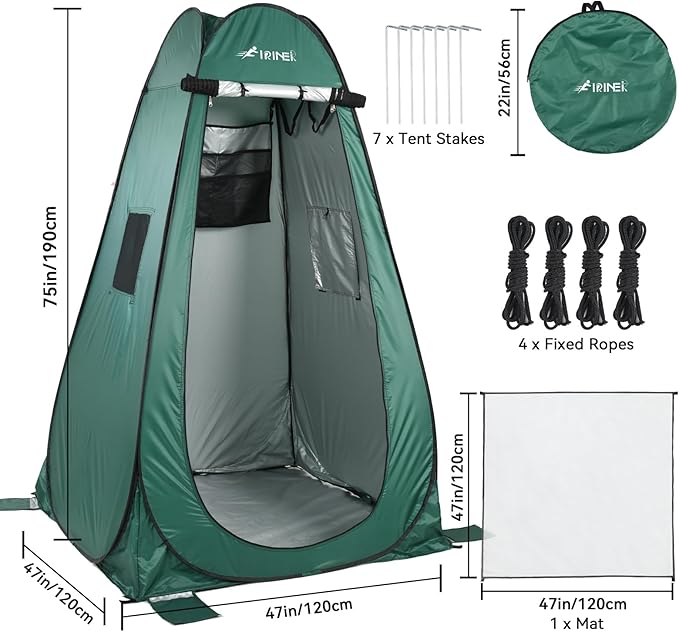 Pop Up Camping Shower Tent, Portable Dressing Changing Tent Outdoor with Carry Bag for Beach & Hiking, 75” x 48”x 48”