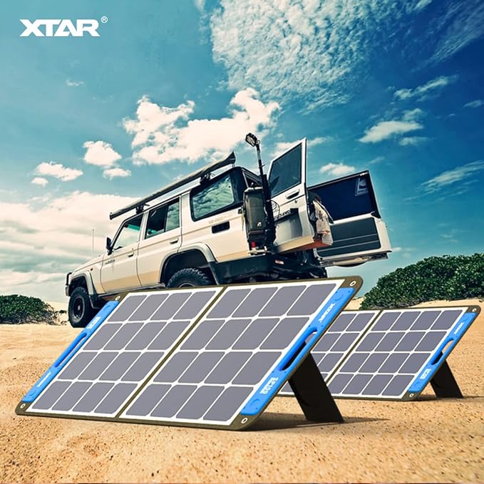 XTAR SP100 100W Portable Solar Panel with Adjustable Kickstand, Foldable Solar Power Backup for Outdoor Camping Van RV