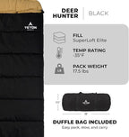 TETON Sports Deer Hunter Sleeping Bag, Warm and Comfortable Camping Sleeping Bag, Teton Tough Canvas Shell for Camping, Hunting, and Cold Weather