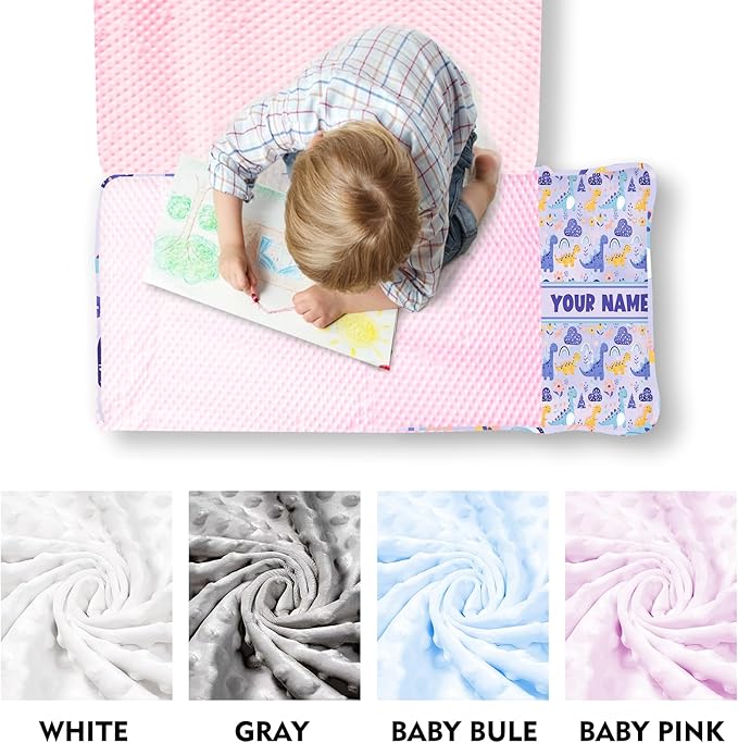 Personalized Toddler Nap Mat for Preschool, Custom Name Kids Sleeping Bag for Daycare, Kindergarten Roll Up Sleeping Mat with Removable Pillow and Soft Blanket, Fun Themes for Boys & Girls