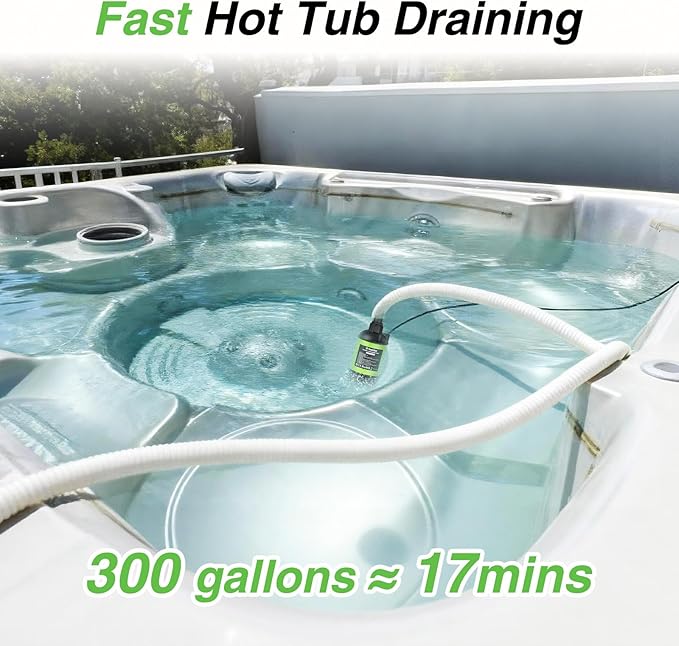 Cordless Submersible Water Pump Brushless, Small Battery Powered Sump Pump with 2x4000mAh Battery & Hose for Swimming Pool Tank Garden Pond Basement Camping Boat Rain Barrels Outdoor Draining