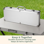 Cuisinart 14-Piece Deluxe Stainless Steel Grill Set, Grilling Accessories Kit with Spatula, Tongs, Corn Holders, Basting Brush, Cleaning Brush & Aluminum Carry Case, BBQ Tools for Outdoor Grill