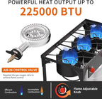 SKOK 3 Burner Propane Stove - Portable Camping Stove with 225,000 High Efficiency Propane Burner，Outdoor Stove for Camping, Backyard, Picnic
