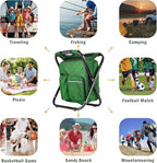 Kikerike Portable Stool Backpack Cooler Chair 300 LBS Max Load Folding Fishing Cooler Backpack Stool for Outdoors Hiking Beach Travel - Army Green