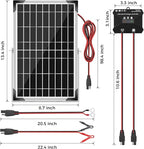 Voltset Solar Battery Trickle Charger: 10 Watt 12V Solar Panel Maintainer for Car Boat - Waterproof Monocrystalline Solar Charger with Controller for RV Marine Trailer Truck Motorcycle