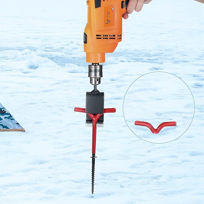Hotop Universal ice Anchor Drill Adapter Tool ice Fishing Auger Anchor Drill bit Adapter Stake Heavy Duty Ground for Insert Sewing Tent Accessories