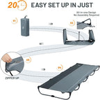 TIMBER RIDGE 20-Second Quick Set-Up Camping Cot, Lightweight Aluminum Folding Cot with Zipper Closure, Portable Carry Bag Included for Camping, Travel and Outdoors, Support up to 225lbs, Grey