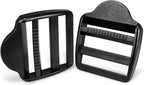 CooBigo 10 Pack Plastic Ladder Lock Buckles, 2" Ladder Slider Buckle for Backpack Strap Nylon Webbing Clip Replacement, Outdoor Camping Gear Sleeping Bag Tent Tie Down Strap Accessories (Black)