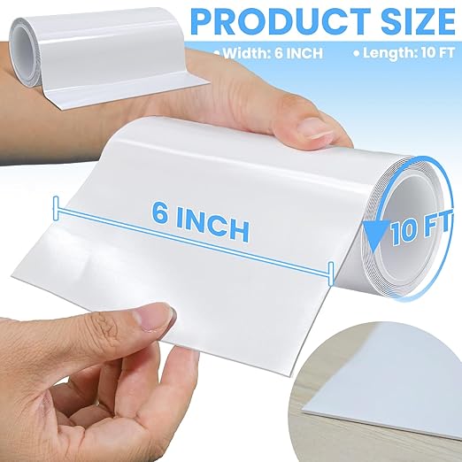 Waterproof Repair Tape for Fabric, Plastic, Awning, RV Underbelly, Tarp, Tent, Sail and Boat Cover Outdoor Repair Patch, Heavy Duty,6 Inch x 10FT White