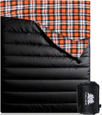 Double Sleeping Bag Cotton Flannel for Camping, Backpacking Or Hiking. Queen Size 2 Person Waterproof Sleeping Bag for Adults Or Teens. Lightweight with Compression Sack