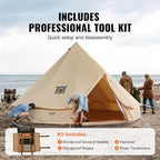 VEVOR Canvas Tent Bell, Yurt 4 Seasons for Camping with Stove Jack, Breathable Holds up to 4 People, Family Camping Outdoor Hunting Party