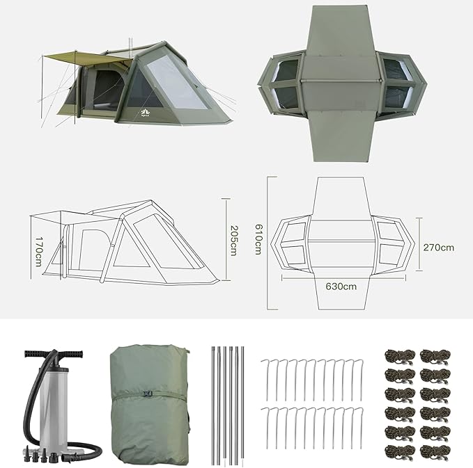 Night Cat Inflatable Tent: Easy Set Up Pump for Family Winter Camping and Outdoor Events