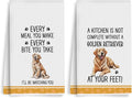 2Pcs Funny Dog Kitchen Towels 24x14 Inch, Cute Golden Retriever Waffle Weave Dish Towels for Kitchen Home, White Absorbent Microfiber Hand Tea Towel, Golden Retriever Gifts for Women Dog Lovers 1
