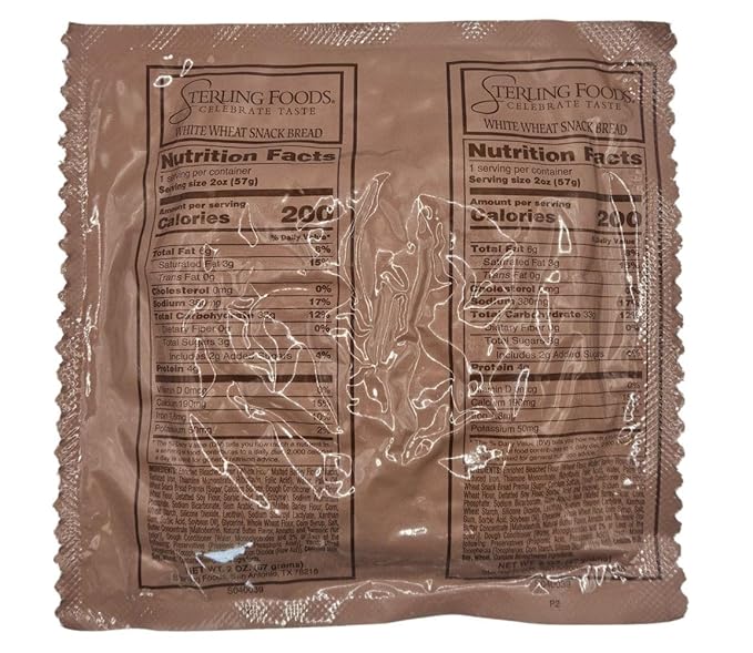 MRE (Meal Ready to Eat) BREADS - Authentic USGI US Military Ration Components - Many Bread Options to Choose from - Available in 3,6,12,24,48 and 100 Packs (6, White Wheat Bread)
