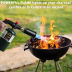 POWERFUL Grill Torch Charcoal Torch Lighter, Campfire Starter with Stainless Steel Hose&Hook, Sous Vide,Kitchen torch,Grill & Cooking Propane Torch Charcoal Starter, BBQ(Fuel Not Included)