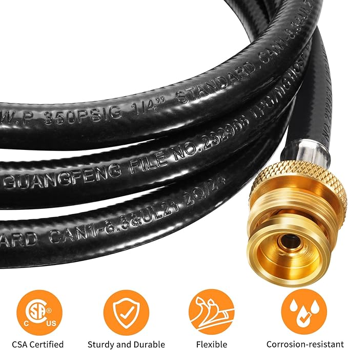 GasSaf 8FT Propane Hose, Propane Adapter Hose, Propane Tank Hose 1lb to 20lb Converter, Suitable for Weber Q Grills, Blackstone Griddles, Coleman Stoves, Mr Heater Buddy & More