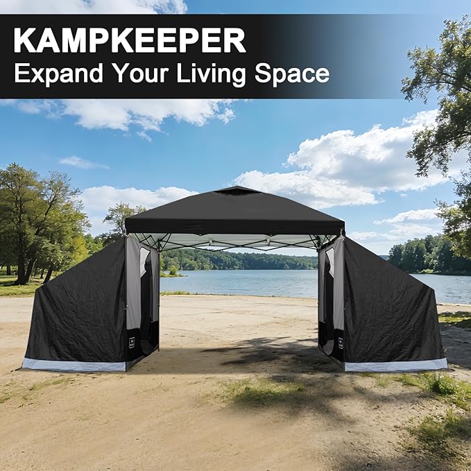 KAMPKEEPER 2 Person Canopy Side Tent, Camping Tent for 10x10 Canopies, Easy Up Cube Tents Gazebo Room with Mesh Window for Camping, Storage, Events(Canopy Not Included)