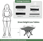2 Pack Portable Camping Table Foldable, Ultralight Small Folding Beach Table with Carry Bag for Outdoor Travel, Beach, Camp, Picnic, BBQ, Cooking, Festival, Boat, Home Use (Black-S)