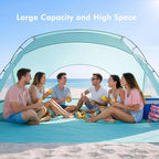 Beach Tent, Portable Sun Shelter for 2/3/4/6-8 Person with UPF 50+ UV Protection, Easy Setup Waterproof Beach Shade Canopy Cabana for Family Outdoor and Picnics, Fishing with Carrying Bag