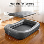 OGERY Inflatable Toddler Travel Bed with Cordless Rechargeable and Detachable Air Pump and Tent, Portable Kids Air Mattress with 4 Sides Safety Bumpers Ideal for Home, Grandma's, Camping, Traveling