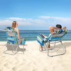 VINGLI Tall Beach Chair 1 Pack, with 5-Position, Cooler Bag, Cup Holders, Towel Bar, Lightweight Folding Beach Camping Chairs for Adults