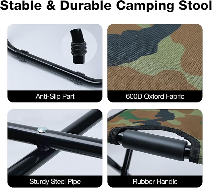 Portable Backpack Stool Cooler Chair for Adults, Folding Large 3 in 1 Multifunction Insulated Camping Seat Backpack Cooler Chair Heavy Duty 350lbs for Fishing Hunting, Camouflage