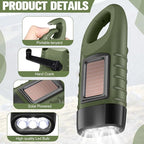 Leelosp 9 Pieces Hand Crank Flashlight Solar Powered Flashlight for Emergencies Dynamo Rechargeable LED Survival Light for Outdoor Sports Hiking Camping (Green)