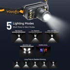 VAVOFO 2-Pack LED Headlamp Flashlight, 500 Lumen Rechargeable Waterproof Outdoor Headlight with Bright White +Red Light, Stepless Dimming, Lightweight, Adjustable Headband, 5 Modes for Camping