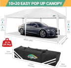 COBIZI Canopy 10x20 Pop Up Canopy Tent with 6 Sidewalls Easy Pop Up Tent 10x20 Waterproof Commercial Instant Shelter UPF 50+ Portable Gazebo Wedding Tents for Parties Carport Vender Events